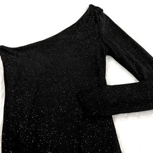 GUESS BY MARCIANO Glittering one shoulder black dress. XS size.